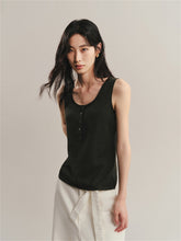 Women's Wool U-Neck Knit Vest in Yangtze Yarn
